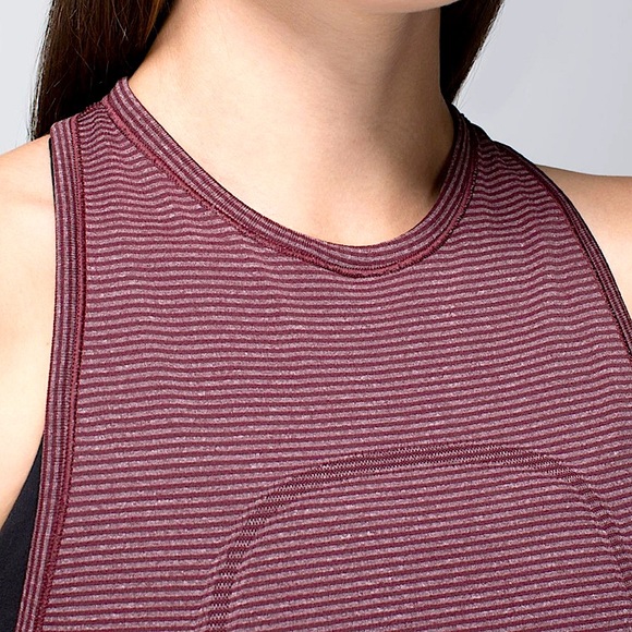 LULULEMON • Run Swiftly Tech Tank Top • Size 6 • Tonka Stripe Heathered Bordeaux - Picture 10 of 13